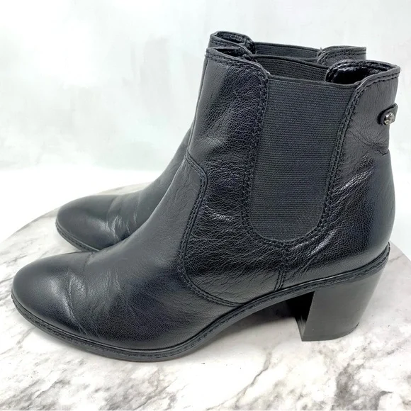 Anne Klein Bunty Black Leather Chelsea Boots 8.5 Classic Preppy Academia Neutral - Picture 3 of 14